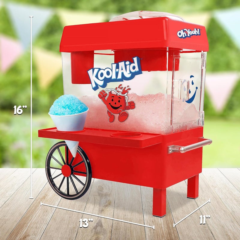 Nostalgia Kool-Aid Snow Cone Shaved Ice Machine - Retro Table-Top Slushie Machine Makes 20 Icy Treats - Includes 2 Reusable Plastic Cups & Ice Scoop - Red - Image 4